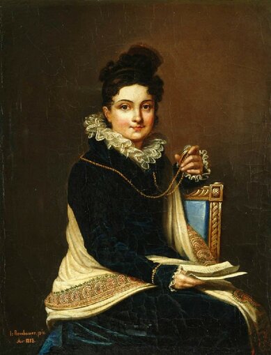 Словацкий художник Янош Ромбауэр Janos Rombauer (1782-1849) - Портрет неизвестной 1818 Словацкий художник Янош Ромбауэр Janos Rombauer (1782-1849) - Портрет неизвестной 1818