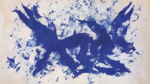 Ив Кляйн, «Антропометрия (ANT 104)», 1960, холст, фрагмент экспозиции выставки «Коллекция Fondation Louis Vuitton. Избранное», 2019, ГМИИ им. А.С. Пушкина
